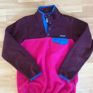 patagonia pink blue womens 1/4 zip pullover size xs petite